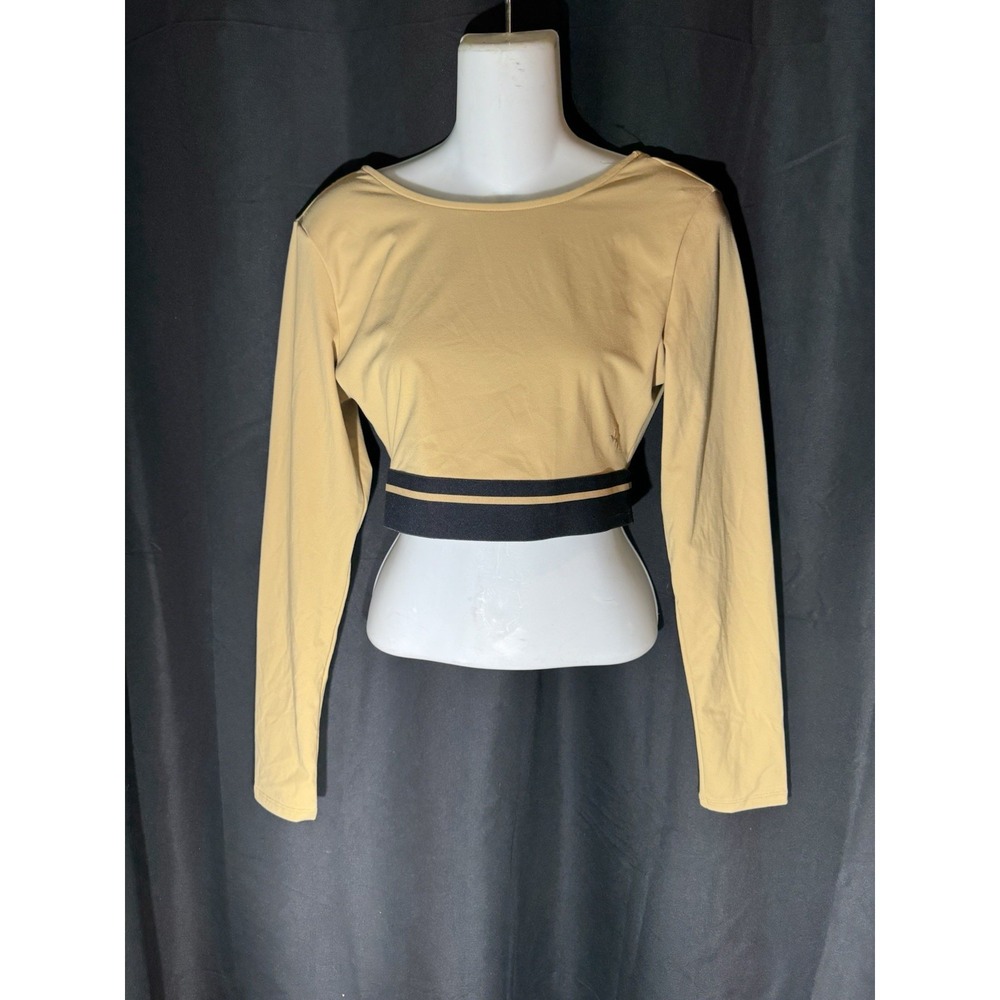 Joylab Women's Cropped Long Sleeve Top Scoop Back Black Size Medium